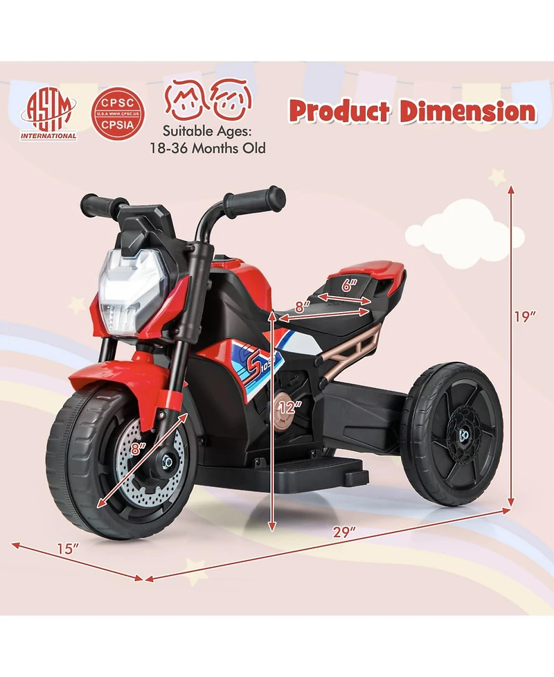 Kids Ride-on Motorcycle 6V Battery Powered Motorbike with Detachable Training Wheels