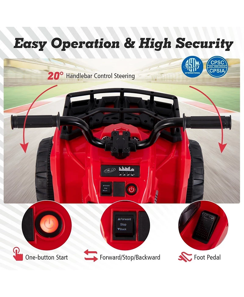 6V Kids Ride On Electric Atv with Led Headlights and MP3 Player