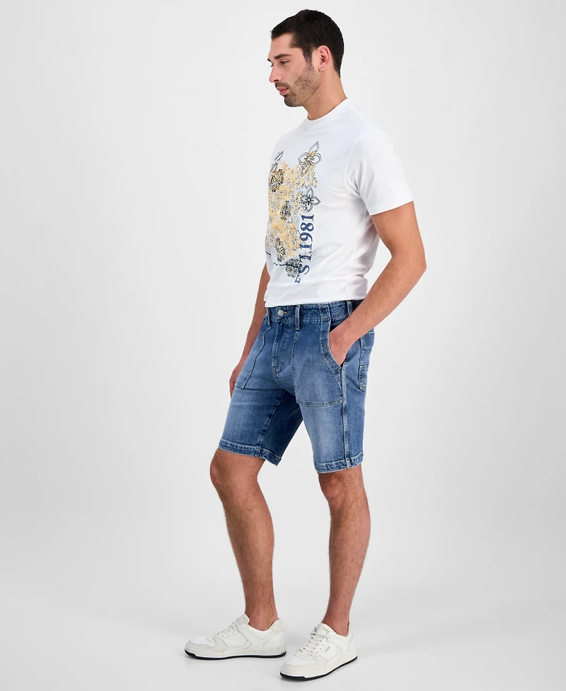 Guess Men's Denim Utility 9" Shorts