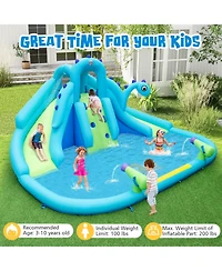 Inflatable Water Slide with Dual Slides and Large Splash Pool and Carry Bag (with 584W Blower)