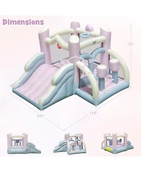 Kids Bounce House with Slide and 2 Boxing Columns Bouncy Castle for Party with 480W Blower