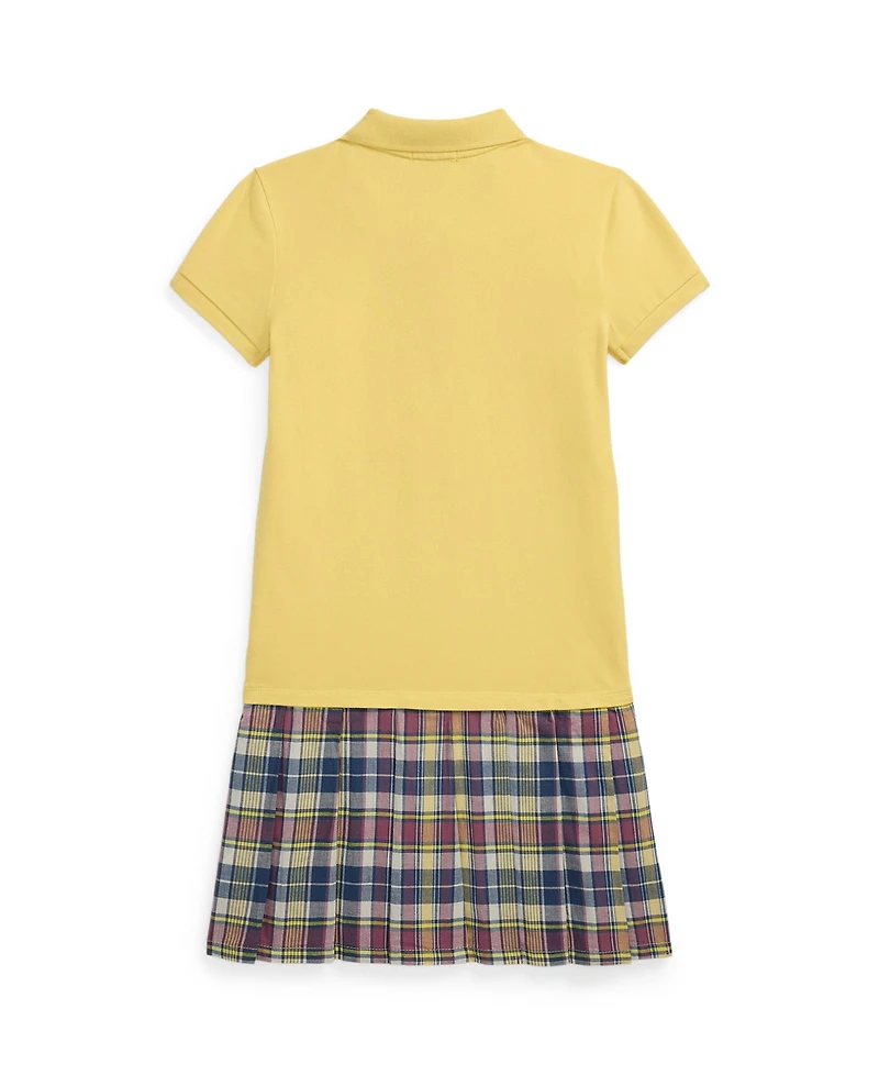 Polo Ralph Lauren Big Girls Plaid Skirt Stretch Mesh Dress