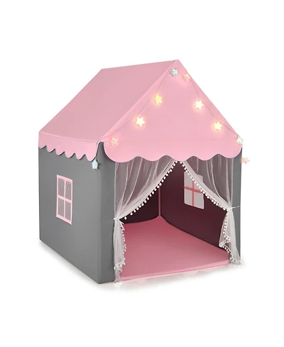 Kids Playhouse Tent with Star Lights and Mat