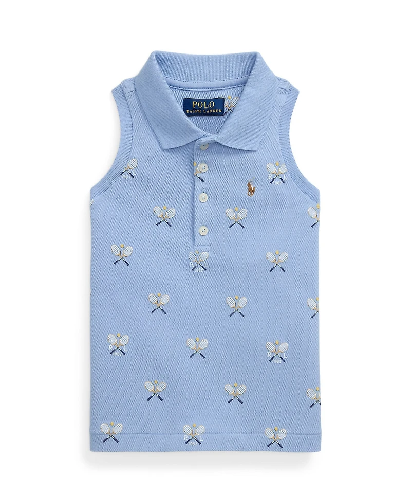 Polo Ralph Lauren Toddler and Little Girls Tennis Print Mesh Sleeveless Shirt
