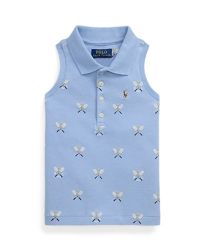 Polo Ralph Lauren Toddler and Little Girls Tennis Print Mesh Sleeveless Shirt