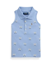 Polo Ralph Lauren Toddler and Little Girls Tennis Print Mesh Sleeveless Shirt
