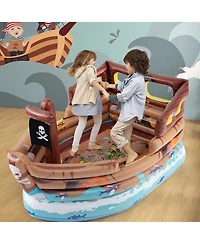Inflatable Pirate Ship Playhouse with Built-in Motor and Inflatable Toy Sword