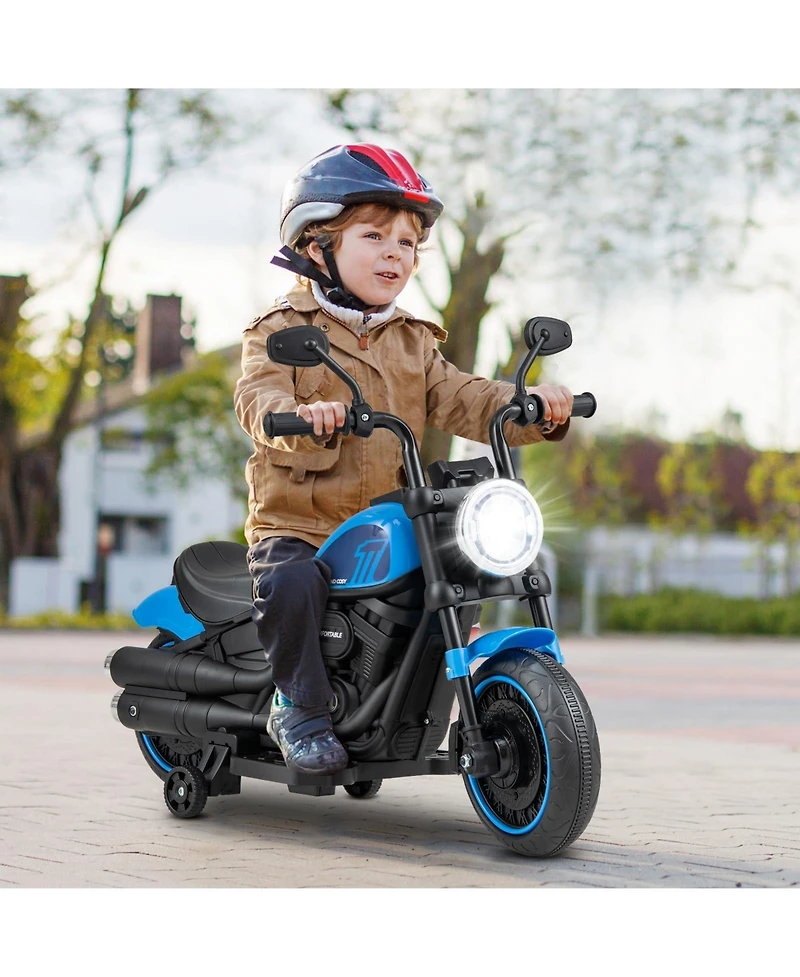 Kids Electric Motorcycle with Training Wheels and Led Headlights