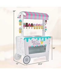 Kids Ice Cream Cart Playset with Display Rack and Accessories