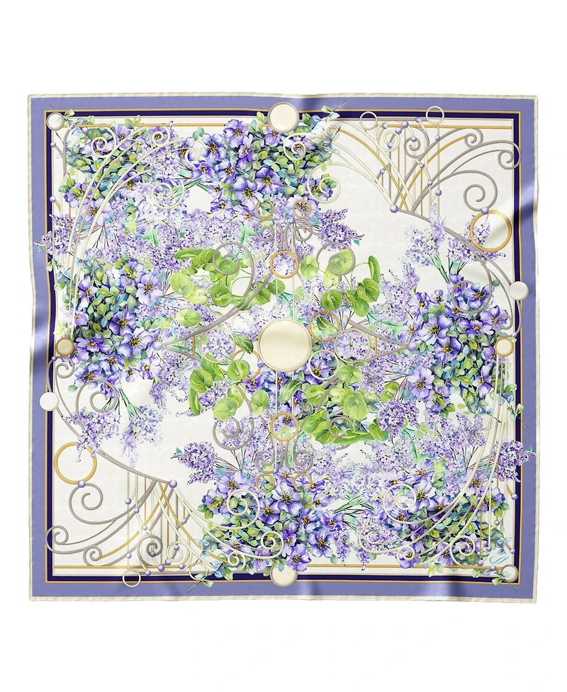 Lilac Garden - Hand Rolled Silk Foulard for Women
