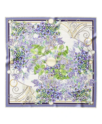 Lilac Garden - Hand Rolled Silk Foulard for Women