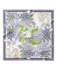 Lilac Garden - Hand Rolled Silk Foulard for Women
