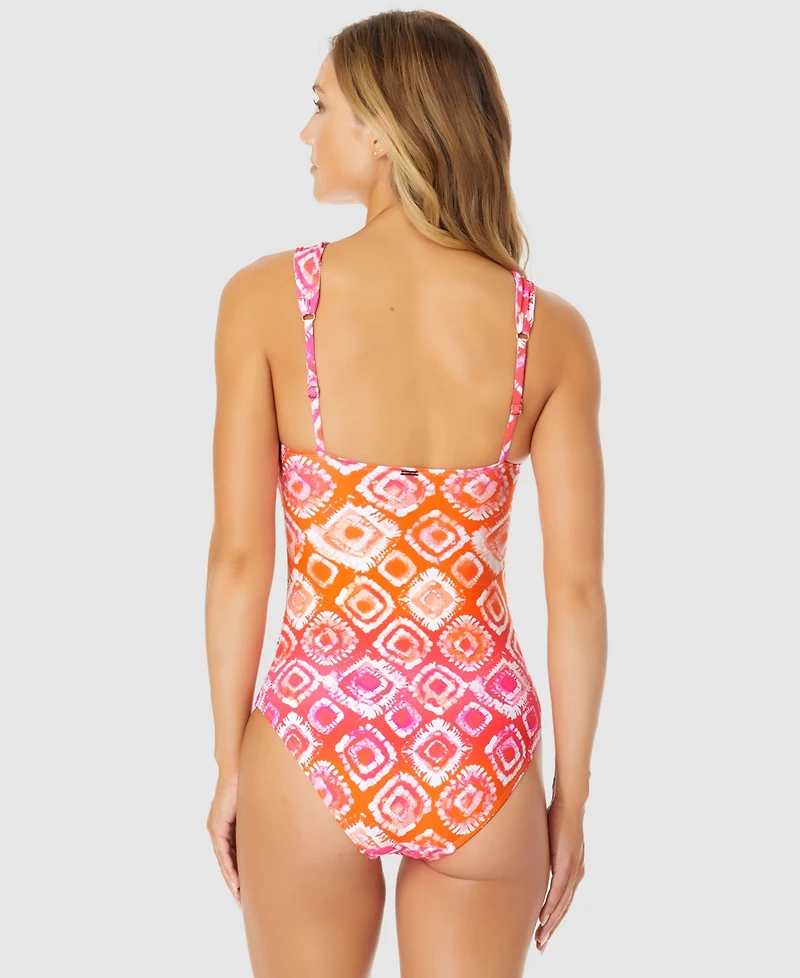 Anne Cole Women's Tie Dye Foulard Twist Bandeau One-Piece Swimsuit