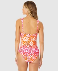 Anne Cole Women's Tie Dye Foulard Twist Bandeau One-Piece Swimsuit