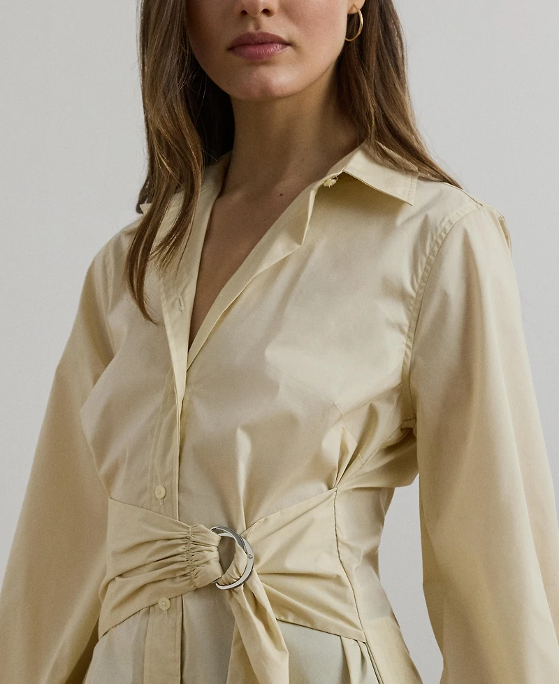 Lauren Ralph Women's Tie-Front Cotton-Blend Shirt