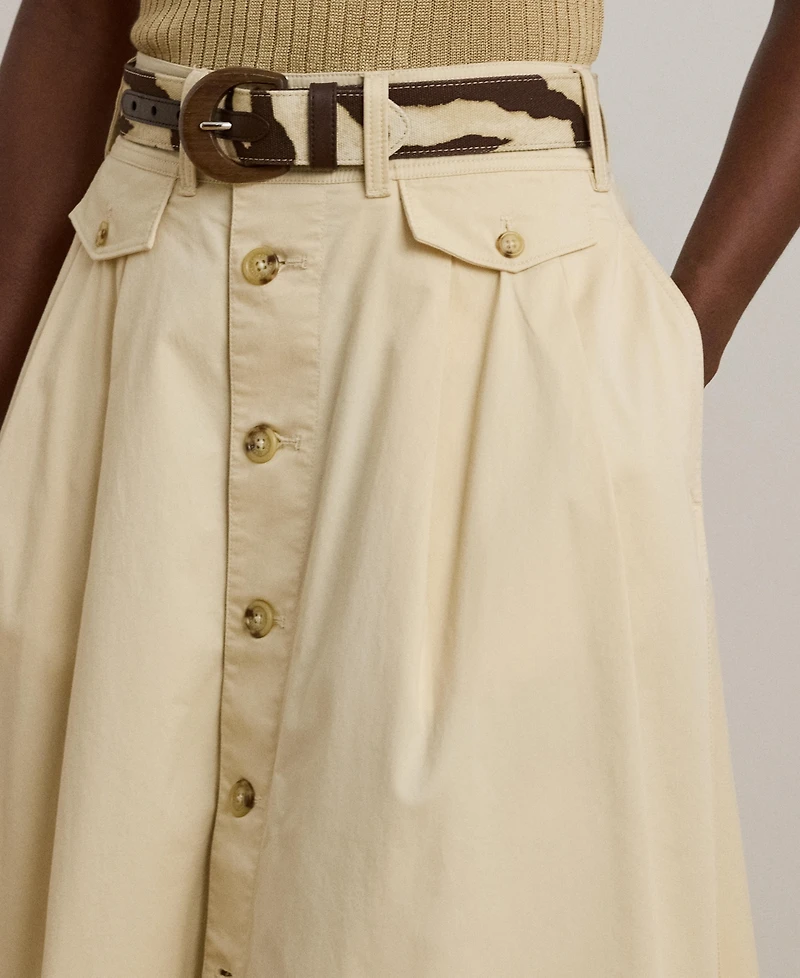 Lauren Ralph Women's Button-Front Micro-Sanded Twill Skirt