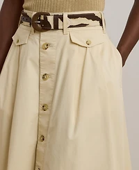 Lauren Ralph Women's Button-Front Micro-Sanded Twill Skirt