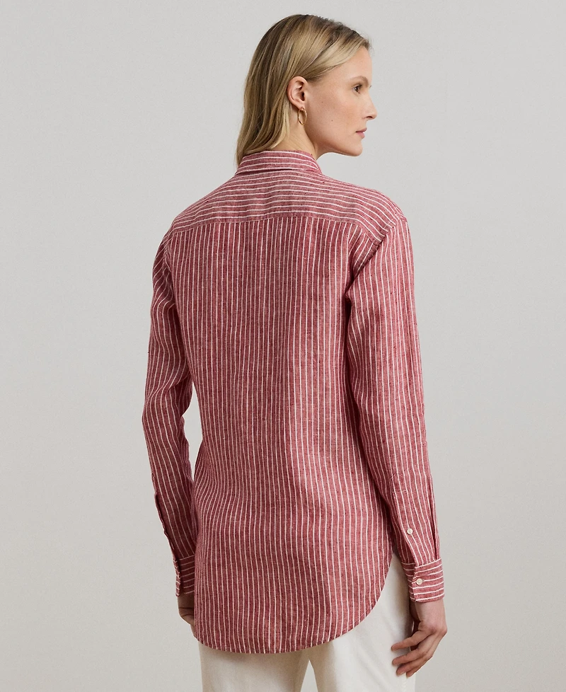 Lauren Ralph Women's Relaxed-Fit Striped Linen Shirt