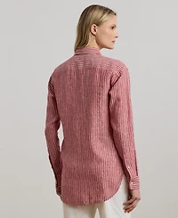 Lauren Ralph Women's Relaxed-Fit Striped Linen Shirt