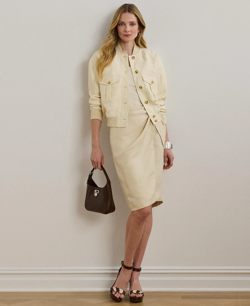 Lauren Ralph Women's Linen-Blend Twill Wrap Skirt