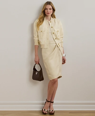 Lauren Ralph Women's Linen-Blend Twill Wrap Skirt