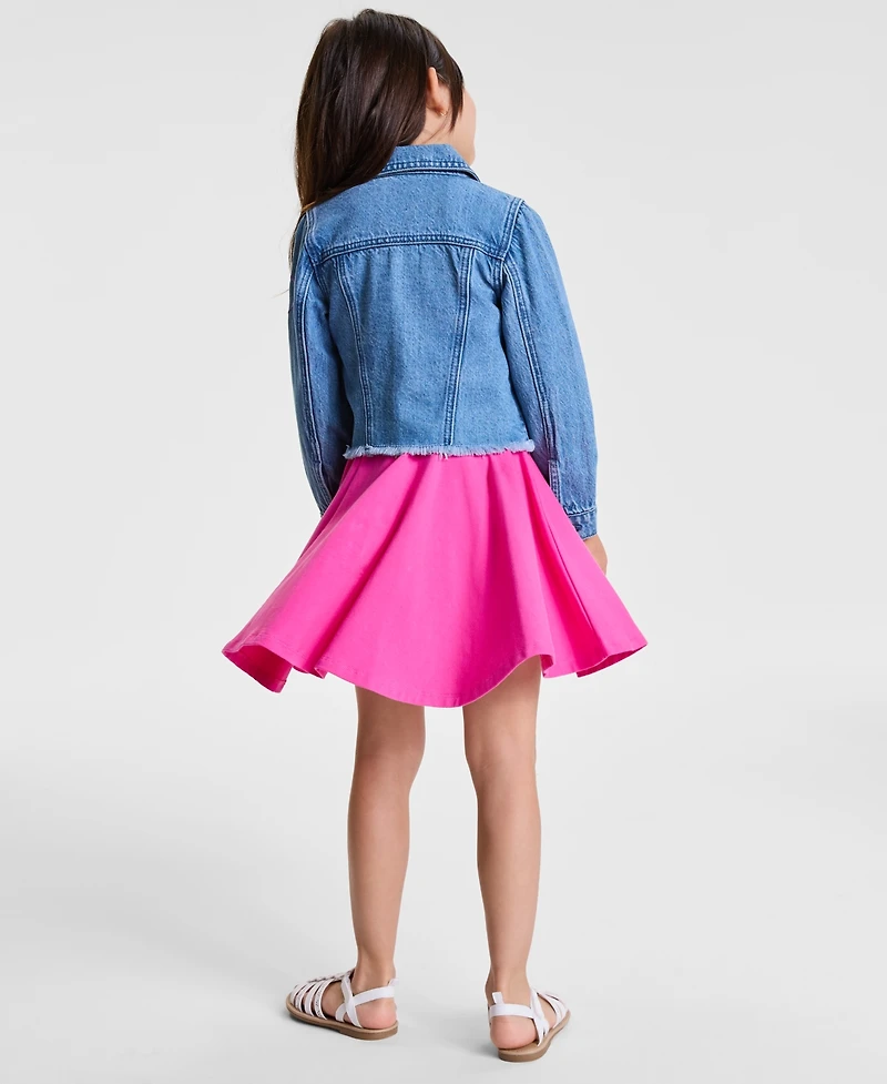 Rare Editions Little Girls Heart Denim Jacket & Dress, 2 Piece Set
