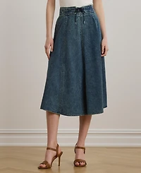 Lauren Ralph Women's Denim Drawcord Midi Skirt