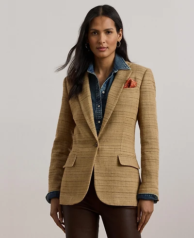 Lauren Ralph Women's Herringbone Linen-Blend Tweed Blazer