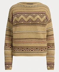 Lauren Ralph Women's Geo-Striped Cotton-Linen Sweater