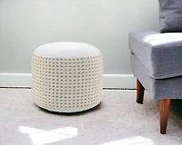 Jute Round Geometric Pouf Ottoman for Living Room and Bedroom