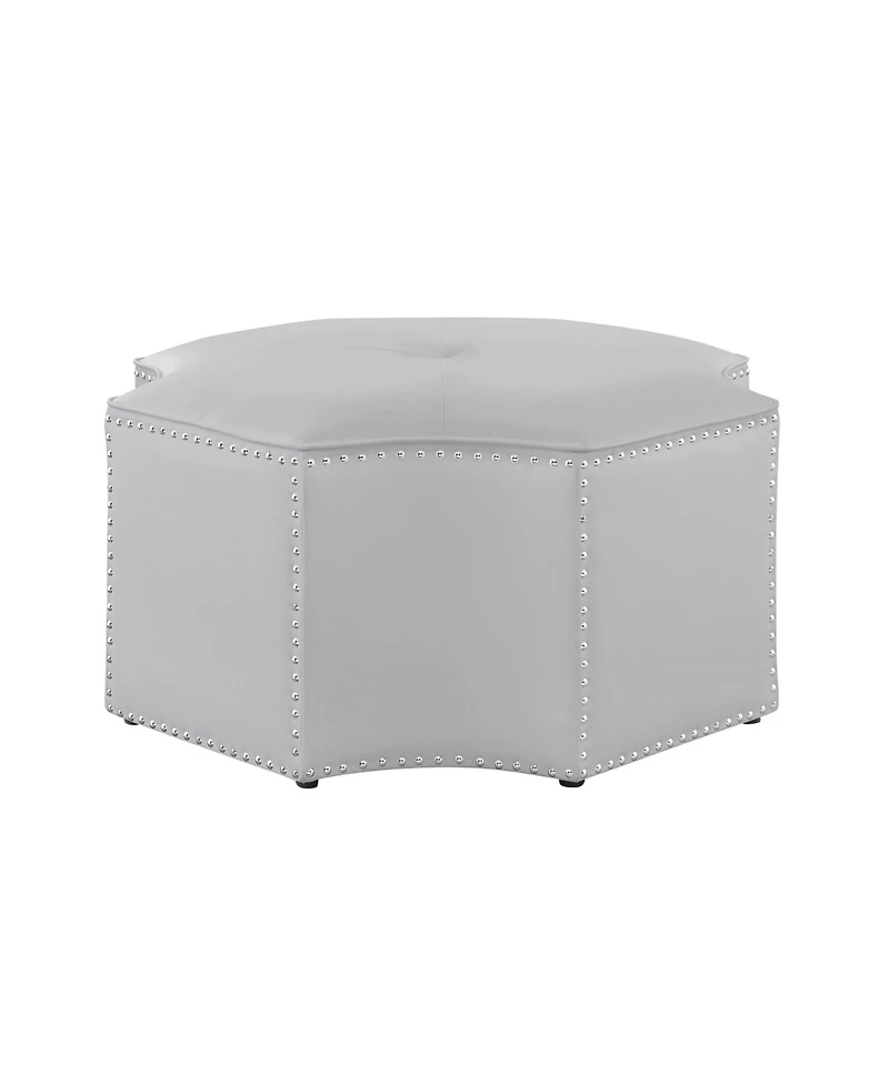 Tufted Faux Leather Octagonal Cocktail Ottoman for Stylish Living Room Seating