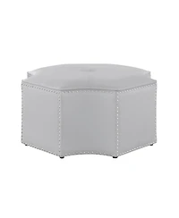 Tufted Faux Leather Octagonal Cocktail Ottoman for Stylish Living Room Seating