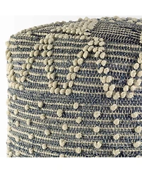 Soft Denim Square Pouf with Cotton Stitching for Lounge Area and Footrest