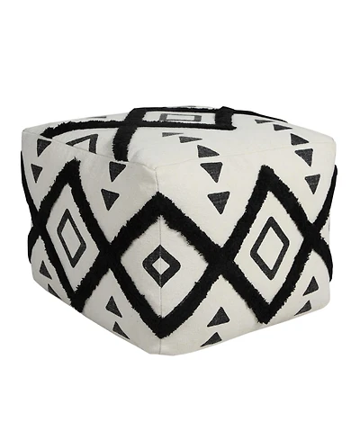 18" White 100% Cotton Ottoman