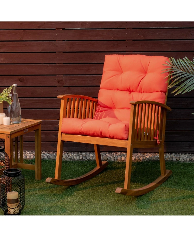 Tufted Patio High Back Chair Cushion with Non-Slip String Ties