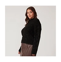 Estelle Night Sparkle Black Metallic Crew Neck Sweater Knit