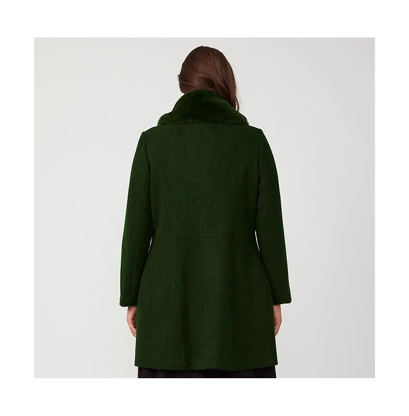 Estelle Grammys Green Olive Fur Collar Coat
