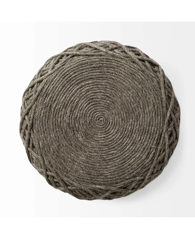 Soft Wool Cylindrical Pouf with Diamond Design for Home Decor and Footrest