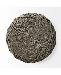 Soft Wool Cylindrical Pouf with Diamond Design for Home Decor and Footrest