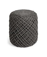 Soft Wool Cylindrical Pouf with Diamond Design for Home Decor and Footrest