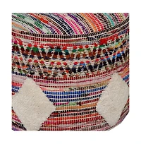 Cotton Blend Ottoman for Living Room Bedroom Seating and Home Decor