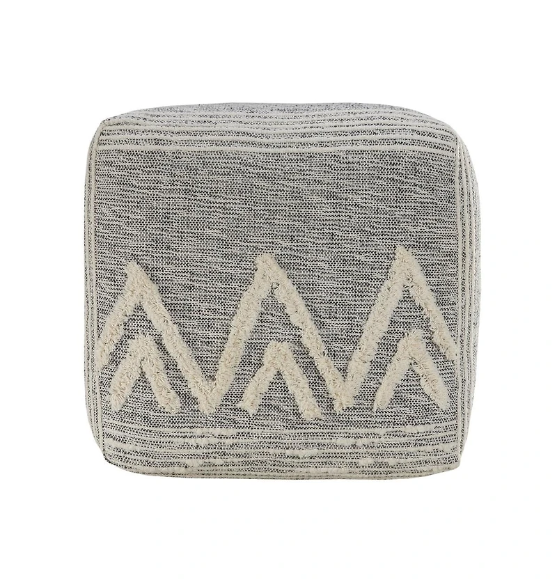 16" Grey Polyester Ottoman