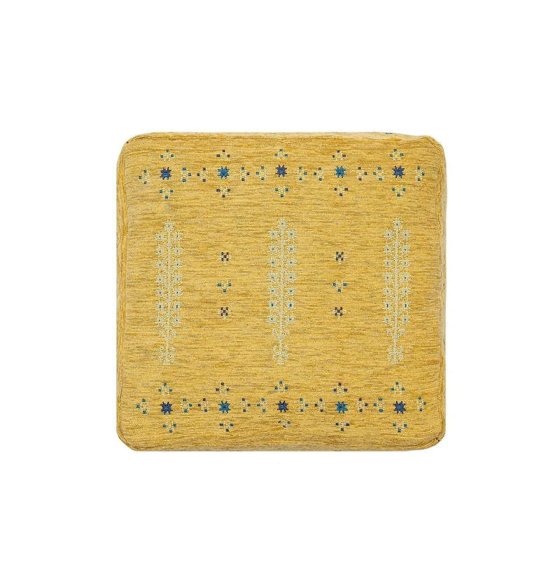 18" Yellow Polyester Blend Ottoman