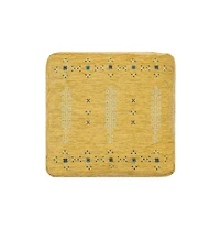 18" Yellow Polyester Blend Ottoman