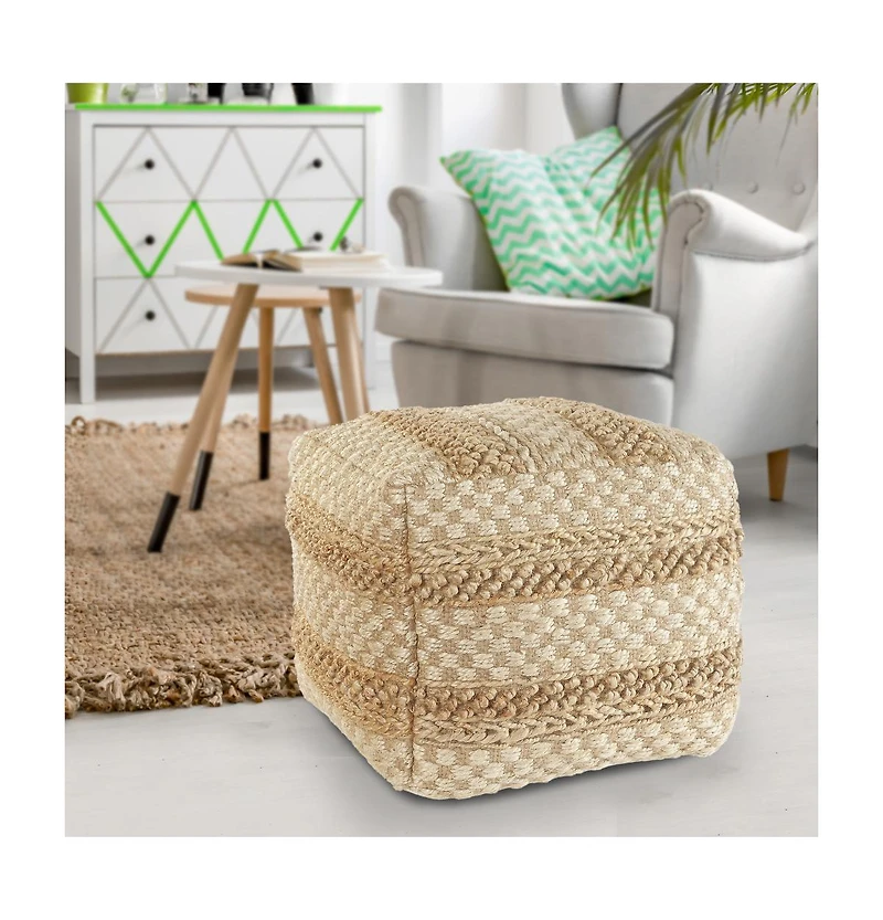 Woven Jute Ottoman for Extra Seating and Stylish Home Decor