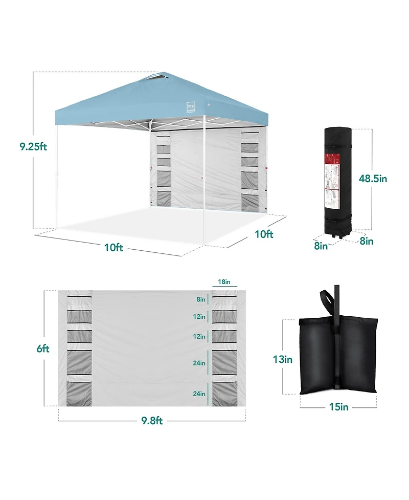 Best Choice Products 10x10ft Easy Setup Pop Up Canopy, Portable Tent w/ Side Wall, 1-Button Push