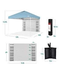 Best Choice Products 10x10ft Easy Setup Pop Up Canopy, Portable Tent w/ Side Wall, 1-Button Push