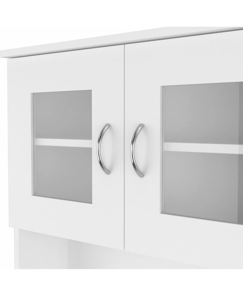 Pantry Cabinet with Two Door Panels and Side Open Shelves