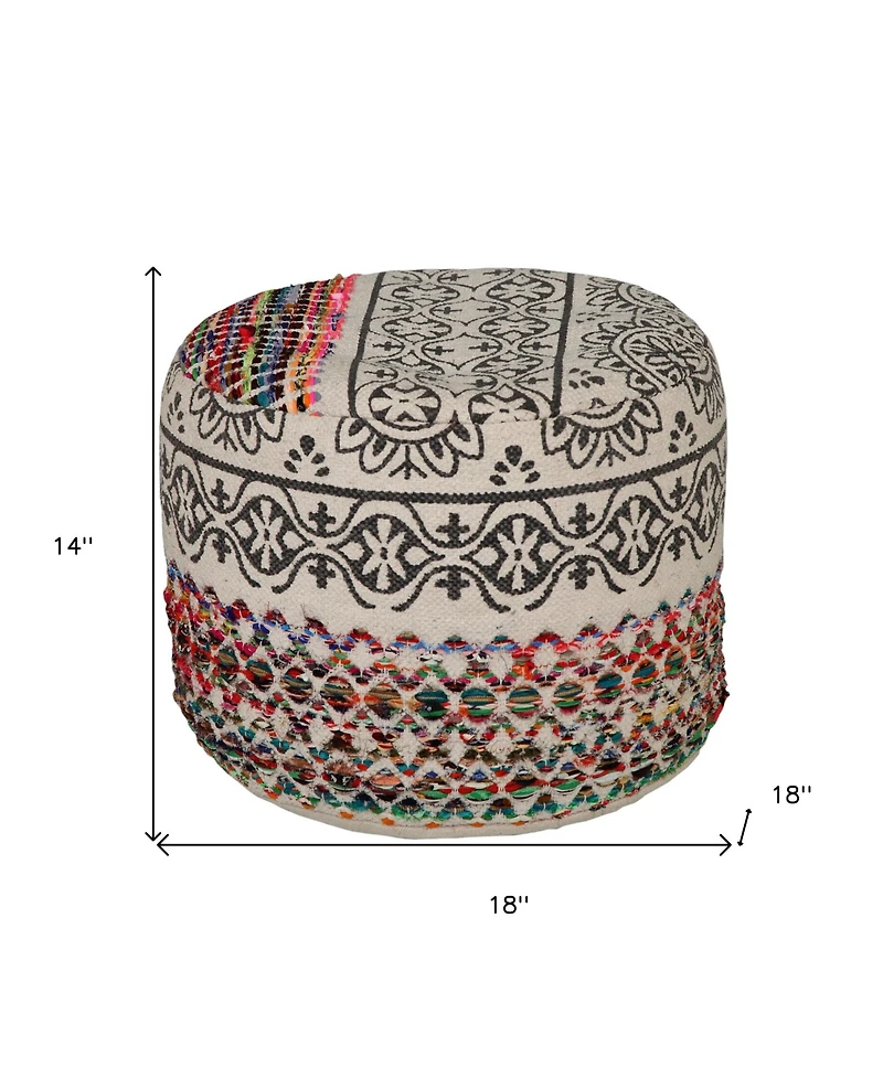 Upholstered Cotton Blend Ottoman for Footrest and Accent Furniture