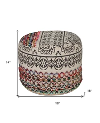 Upholstered Cotton Blend Ottoman for Footrest and Accent Furniture